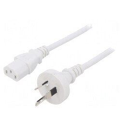 Cablu 3x1mm² AS/NZS 3112 IEC C13 Mamă PVC 1m Alb | Electronic-mag.ro | Componente Electronice