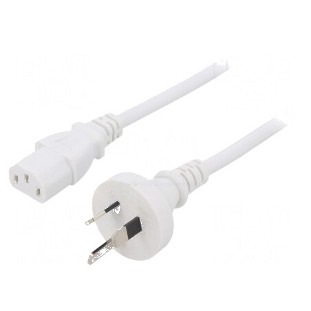 Cablu 3x1mm² AS/NZS 3112 IEC C13 Mamă PVC 1m Alb | Electronic-mag.ro | Componente Electronice