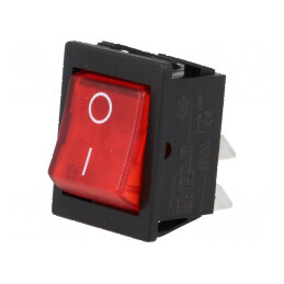 Rocker DPST 2 ON-OFF 16A/250VAC 20A/28VDC Roșu 1550 | Electronic-mag.ro | Componente Electronice