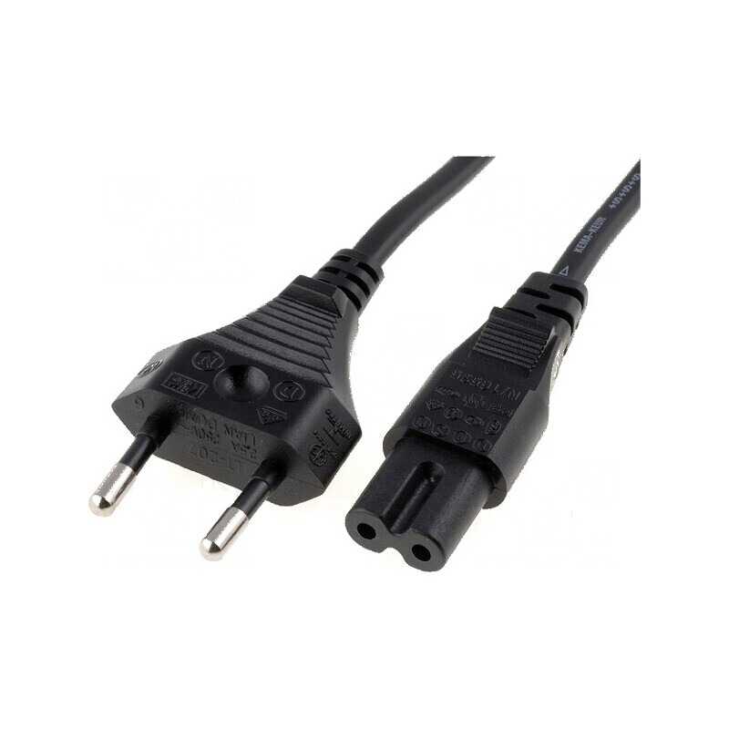 Cablu CEE 7/16 2x0,75mm² cu mufă IEC C7 mamă PVC 3m negru | Electronic-mag.ro | Componente Electronice