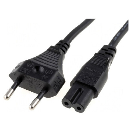 Cablu CEE 7/16 2x0,75mm² cu mufă IEC C7 mamă PVC 3m negru | Electronic-mag.ro | Componente Electronice