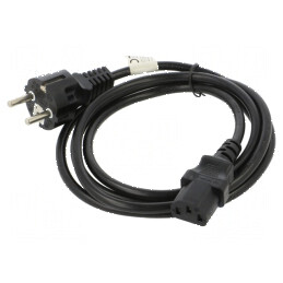 Cablu CEE 7/7 mufă IEC C13 mamă PVC 1,8m negru | Electronic-mag.ro | Componente Electronice
