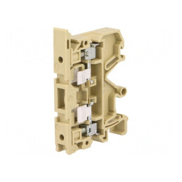 Conector îmbinare şine 4mm², 2 borne, bej, lăţime 8mm, 6,3A | Electronic-mag.ro | Componente Electronice