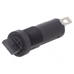 Clemă siguranţe cilindrice 5x20mm 10A neagră pe panou 250VAC | Electronic-mag.ro | Componente Electronice