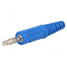 Conector banană 4mm 10A 33VAC 70VDC albastru nichelat | Electronic-mag.ro | Componente Electronice