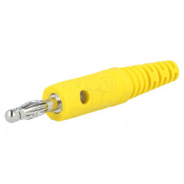 Conector banană 4mm 10A galben nichelat | Electronic-mag.ro | Componente Electronice