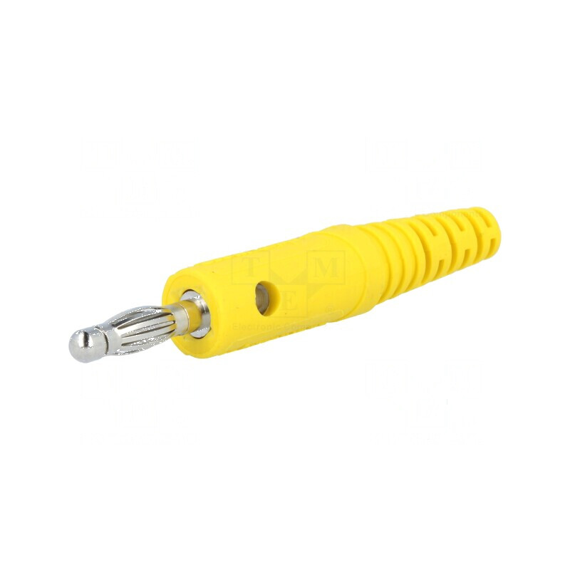 Conector banană 4mm 10A galben nichelat | Electronic-mag.ro | Componente Electronice
