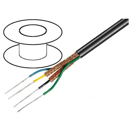 Cablu microfon 2x0,15mm² negru cositorit OFC | Electronic-mag.ro | Componente Electronice