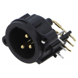Conector XLR soclu tată 90° THT negru 6A PIN 3 | Electronic-mag.ro | Componente Electronice