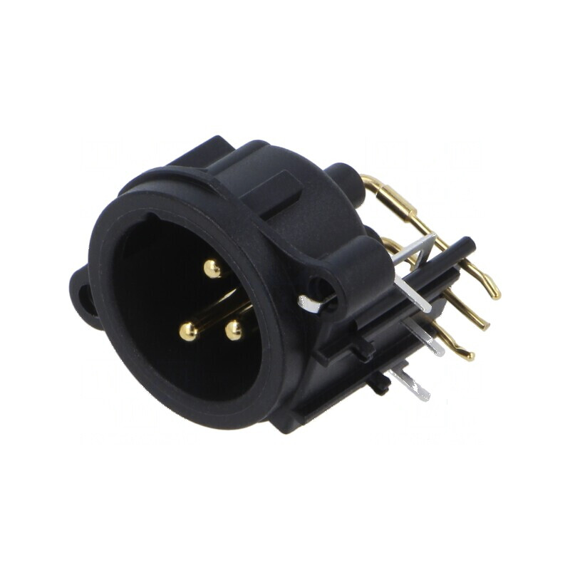 Conector XLR soclu tată 90° THT negru 6A PIN 3 | Electronic-mag.ro | Componente Electronice