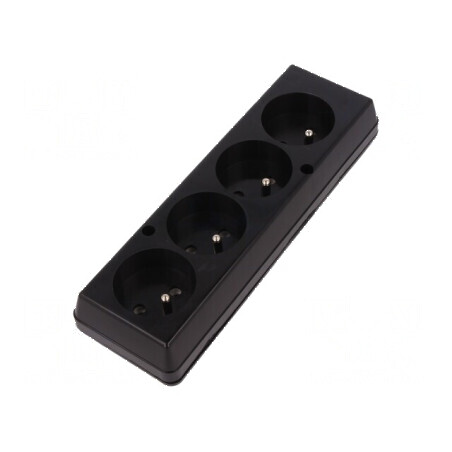 Conector alimentare AC mamă splitter 2P PE 250VAC 16A negru | Electronic-mag.ro | Componente Electronice
