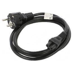 Cablu CEE 7/7 E/F 1,8m PVC negru cu mufă IEC C5 mamă | Electronic-mag.ro | Componente Electronice