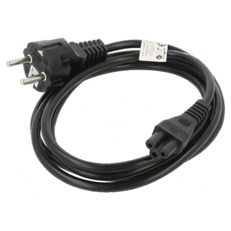 Cablu CEE 7/7 E/F 1,8m PVC negru cu mufă IEC C5 mamă | Electronic-mag.ro | Componente Electronice