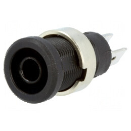 Conector banană 4mm soclu 25A 1kV negru nichelat | Electronic-mag.ro | Componente Electronice