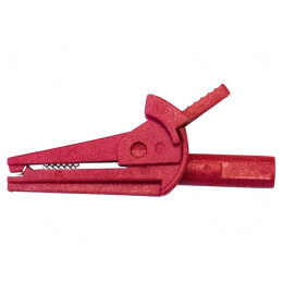 Bornă crocodil 6A roşie max. 15,7mm | Electronic-mag.ro | Componente Electronice