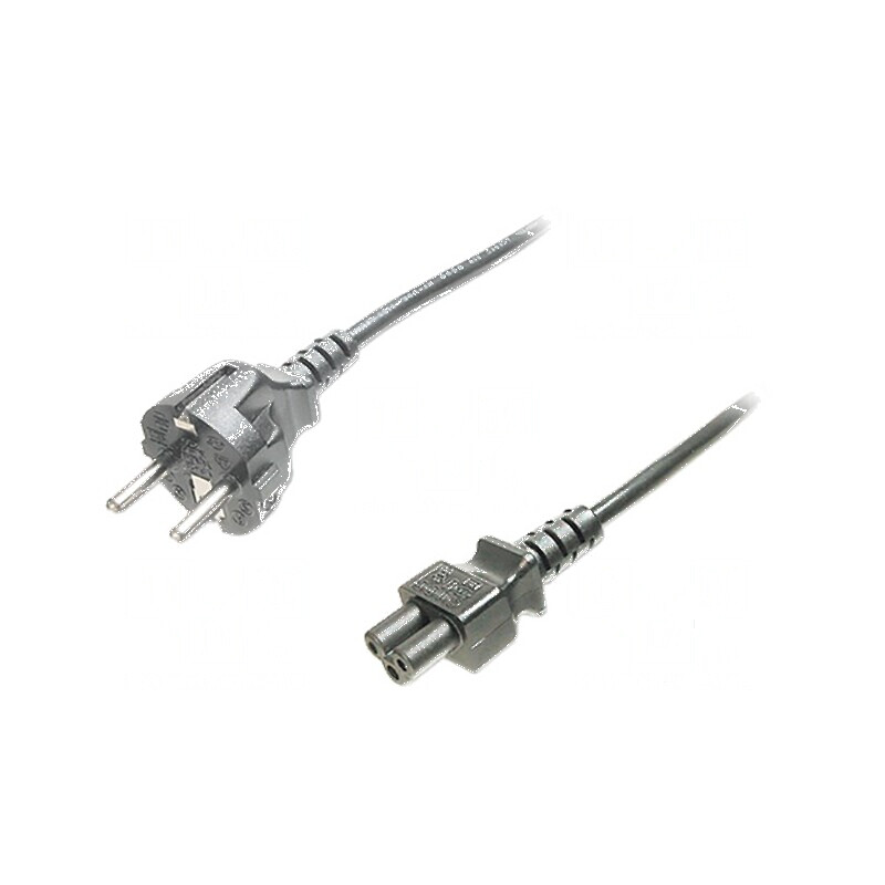 Cablu CEE 7/7 cu mufă IEC C5 mamă 750mm 10A 250V negru | Electronic-mag.ro | Componente Electronice
