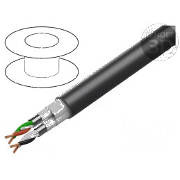 Cablu ecranat 2x2x22AWG Al-PET PVC negru 300V 305m | Electronic-mag.ro | Componente Electronice