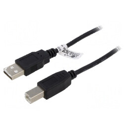 Cablu USB 2.0 A la B 5m negru Fire CCS PVC | Electronic-mag.ro | Componente Electronice