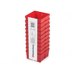 Cuvă roşie joasă 105x105x50mm 10buc TAGER BOX | Electronic-mag.ro | Componente Electronice