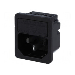 Conector alimentare AC soclu tată 10A 250VAC IEC 60320 | Electronic-mag.ro | Componente Electronice