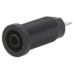 Conector banană 4mm soclu 24A 1kV negru nichelat pe panou | Electronic-mag.ro | Componente Electronice