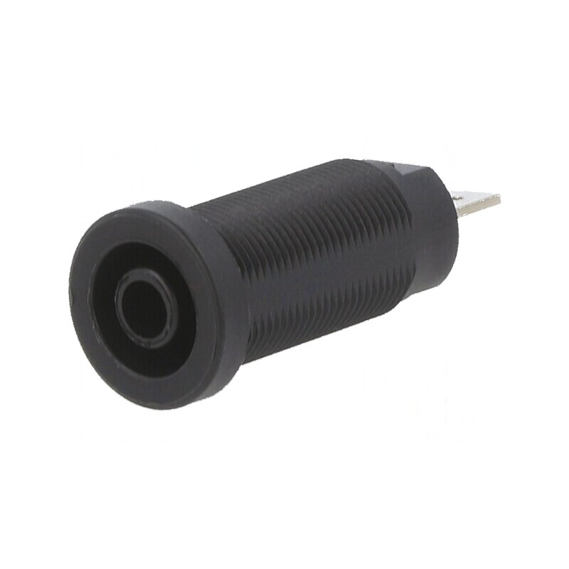 Conector banană 4mm soclu 24A 1kV negru nichelat pe panou | Electronic-mag.ro | Componente Electronice