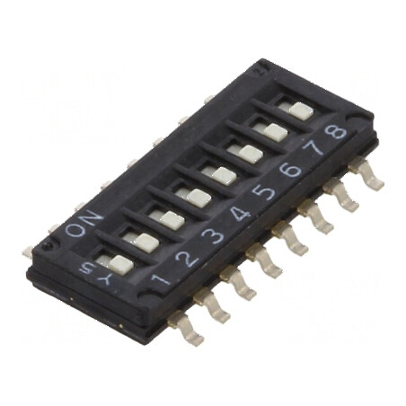 Comutator DIP-SWITCH 8 Secțiuni ON-OFF 0,025A 24VDC | Electronic-mag.ro | Componente Electronice