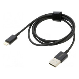 Cablu Apple Lightning la USB A 1m negru textil 2,4A | Electronic-mag.ro | Componente Electronice
