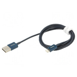 Cablu Apple Lightning - USB A 1m Albastru Textil | Electronic-mag.ro | Componente Electronice