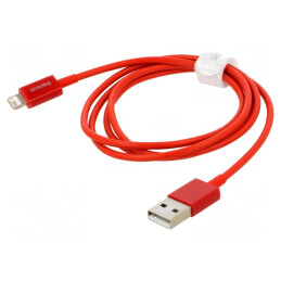 Cablu Apple Lightning USB A 1m roșu textil 2,4A | Electronic-mag.ro | Componente Electronice