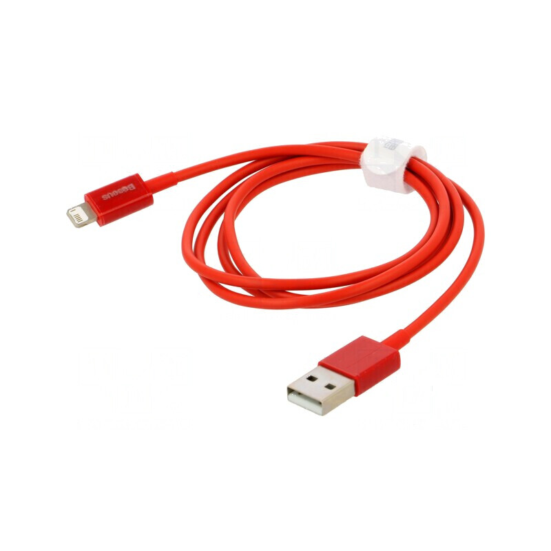 Cablu Apple Lightning USB A 1m roșu textil 2,4A | Electronic-mag.ro | Componente Electronice