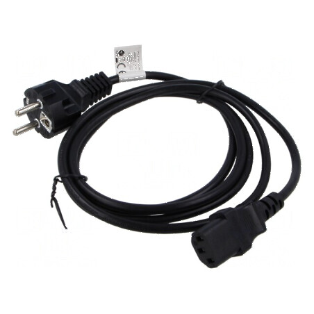 Cablu CEE 7/7 (E/F) cu mufă IEC C13 mamă, lungime 1,8m, negru | Electronic-mag.ro | Componente Electronice