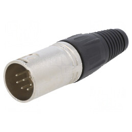 Conector XLR mufă tată PIN 7 drept pe cablu lipire argintat | Electronic-mag.ro | Componente Electronice