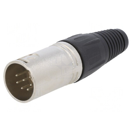 Conector XLR mufă tată PIN 7 drept pe cablu lipire argintat | Electronic-mag.ro | Componente Electronice