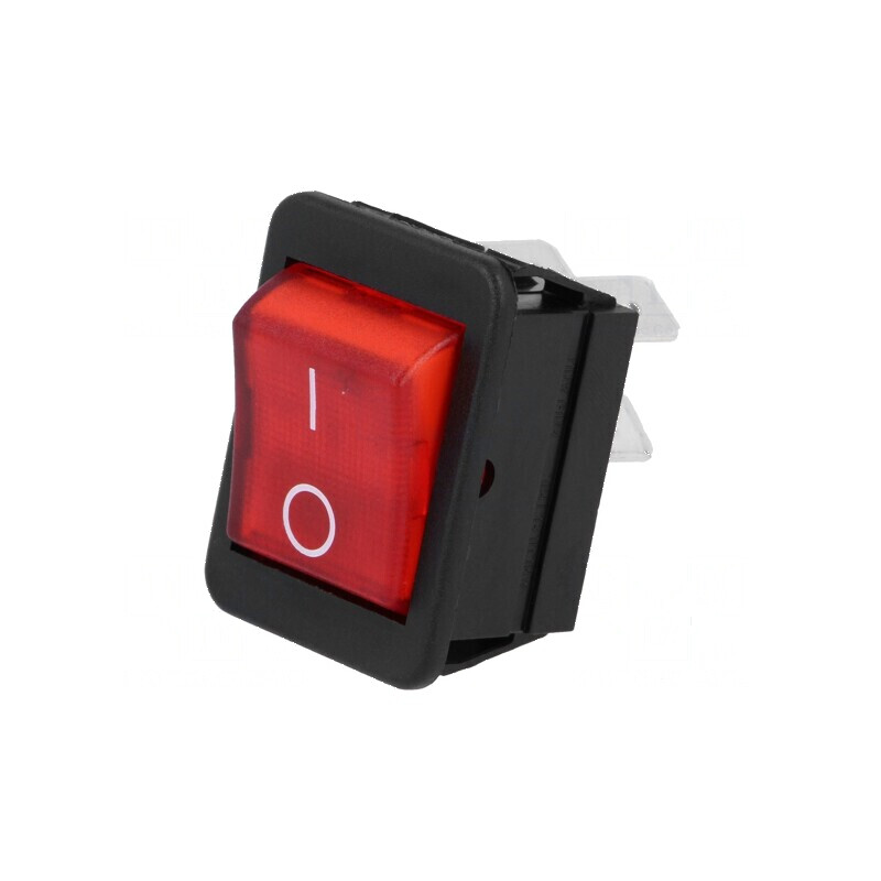 Rocker DPST 16A/250VAC ON-OFF cu neon roșu 1350 | Electronic-mag.ro | Componente Electronice