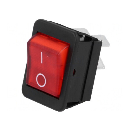Rocker DPST 16A/250VAC ON-OFF cu neon roșu 1350 | Electronic-mag.ro | Componente Electronice