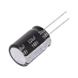 Condensator electrolitic THT 220uF 160VDC Ø18x25mm ±20% | Electronic-mag.ro | Componente Electronice