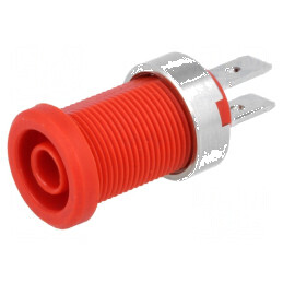 Conector banană 4mm soclu 25A 1kV roşu nichelat izolat | Electronic-mag.ro | Componente Electronice