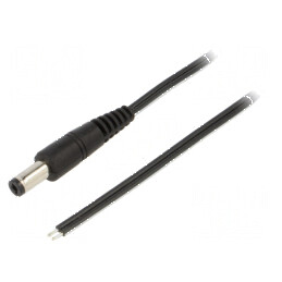 Cablu DC 5,5/2,1 mm drept 1,5m 2x0,5mm² negru | Electronic-mag.ro | Componente Electronice