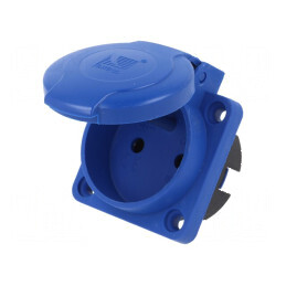 Conector alimentare AC 2P PE 250VAC 16A albastru PIN 3 | Electronic-mag.ro | Componente Electronice