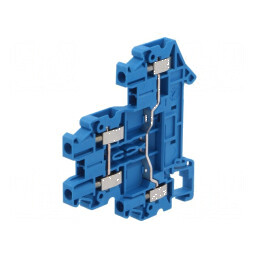 Termoconector albastru pentru şine 0,14-4mm², 2 piste, 4 borne | Electronic-mag.ro | Componente Electronice
