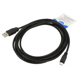 Cablu USB 2.0 A la micro B 3m negru | Electronic-mag.ro | Componente Electronice