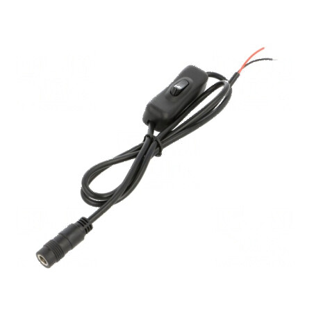 Cablu DC 5,5/2,1 soclu drept 0,8m 2x0,5mm² negru | Electronic-mag.ro | Componente Electronice
