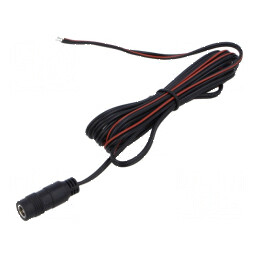 Cablu DC 5,5/2,1mm cu soclu drept negru, 2m, 2x0,5mm² | Electronic-mag.ro | Componente Electronice