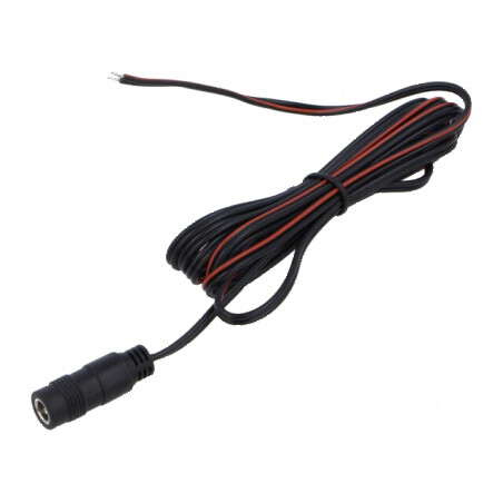 Cablu DC 5,5/2,1mm cu soclu drept negru, 2m, 2x0,5mm² | Electronic-mag.ro | Componente Electronice