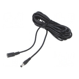 Cablu 2x0,5mm2 DC 5,5/2,1 cu mufă și soclu drept negru | Electronic-mag.ro | Componente Electronice