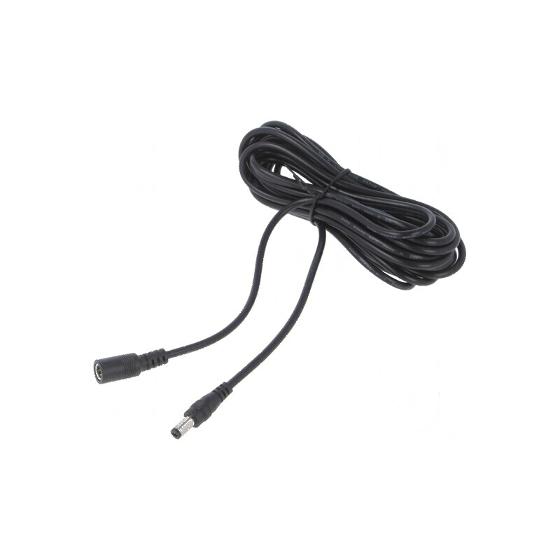 Cablu 2x0,5mm2 DC 5,5/2,1 cu mufă și soclu drept negru | Electronic-mag.ro | Componente Electronice
