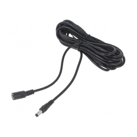 Cablu 2x0,5mm2 DC 5,5/2,1 cu mufă și soclu drept negru | Electronic-mag.ro | Componente Electronice