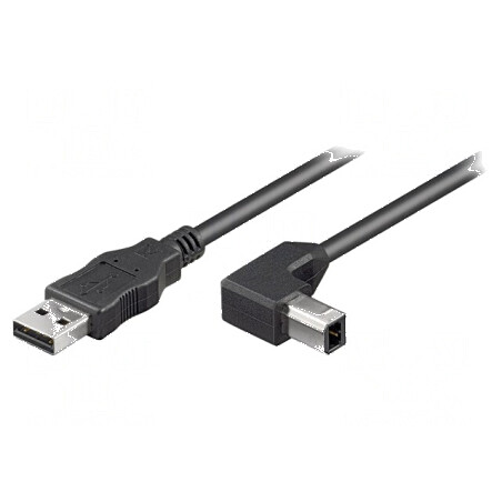 Cablu USB 2.0 A-B 3m unghiat negru PVC | Electronic-mag.ro | Componente Electronice
