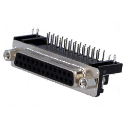 Conector D-Sub 25 pini soclu mamă unghi 90° THT 5A 250V | Electronic-mag.ro | Componente Electronice